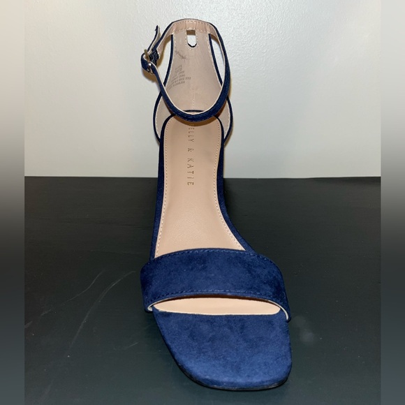 Kelly & Katie Navy Microsuede Heels - Picture 1 of 7